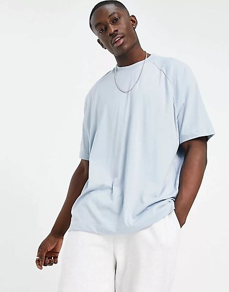 ASOS DESIGN – Oversize-T-Shirt in hellem Blaugrau mit Raglanärmeln günstig online kaufen