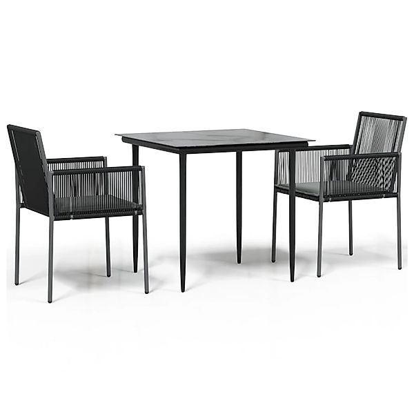 vidaXL 3-Tlg Garten-Essgruppe mit Kissen Schwarz Poly Rattan Stahl 3187065 günstig online kaufen