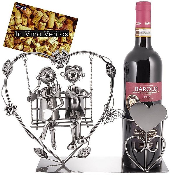 BRUBAKER Weinflaschenhalter Herz mit Liebespaar auf Schaukel Flaschenhalter günstig online kaufen