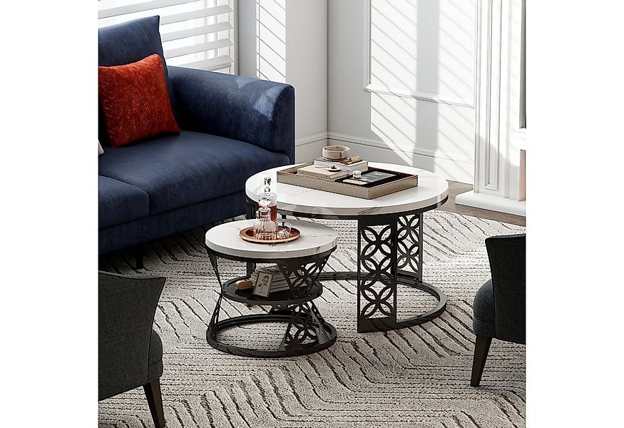 HAUSS SPOLE Couchtisch rund 2er-Satztisch Beistelltisch Sofatisch mit hitze günstig online kaufen