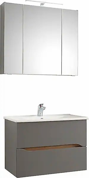 Saphir Badmöbel-Set »Quickset 2-teilig, Keramikwaschtisch mit LED-Spiegelsc günstig online kaufen