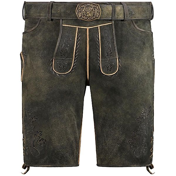 Maddox Kurze Lederhose mit Stickereien und Gürtel Farbe grau Größe: 62 günstig online kaufen