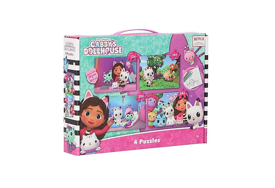 Gabby's Dollhouse Puzzle Puzzlekollektion 4er-Pack unterhaltsames Set für K günstig online kaufen