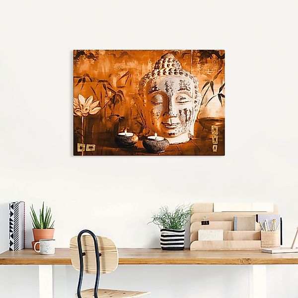 Artland Wandbild "Buddha mit Kerzen", Religion, (1 St.), als Leinwandbild, günstig online kaufen