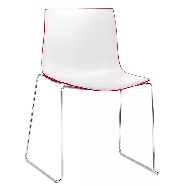 Arper - Catifa 46 0278 Stuhl zweifarbig Kufe Chrom - weiß/rot/Außenschale g günstig online kaufen
