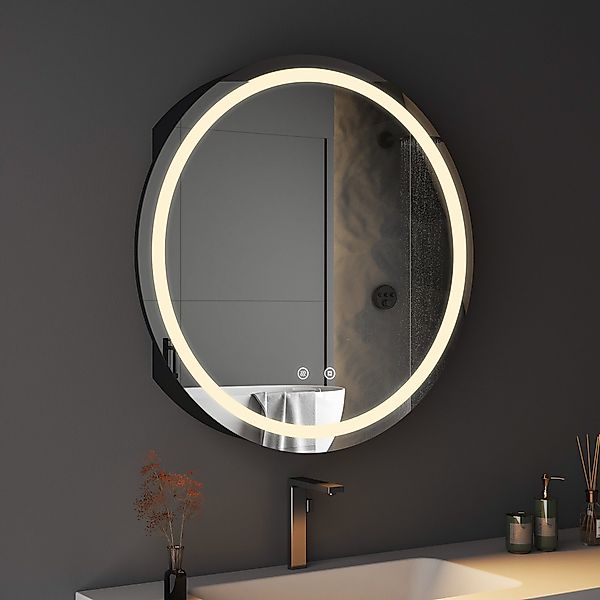 WDWRITTI Badspiegel Spiegelschrank 80x80 Badschrank Schwarz günstig online kaufen