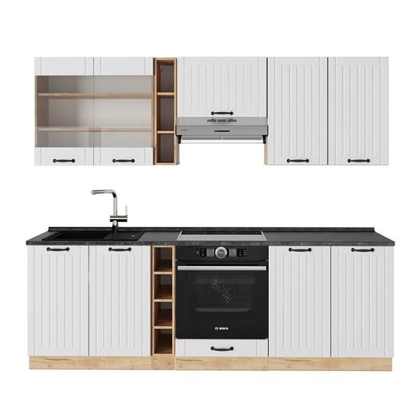Vicco Küchenzeile Fame-Line, Weiß Landhaus/Goldkraft Eiche, günstig online kaufen