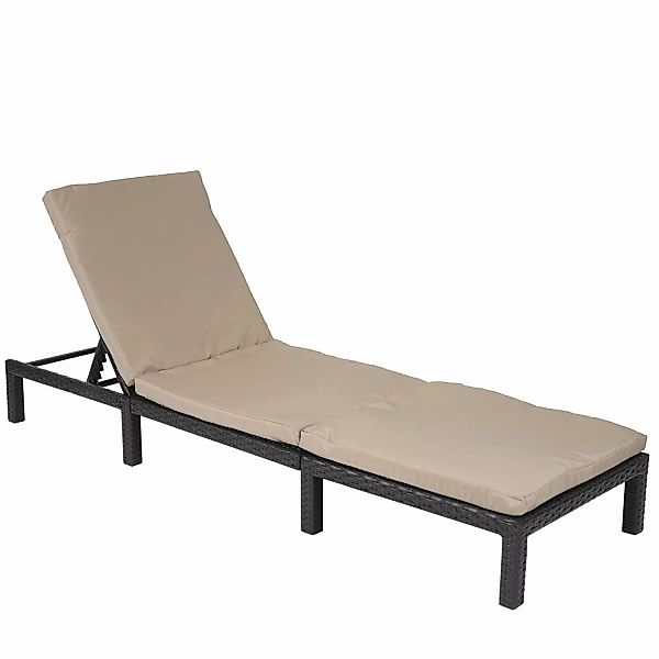 MCW Poly-Rattan Sonnenliege A51 Basic anthrazit Kissen Creme günstig online kaufen