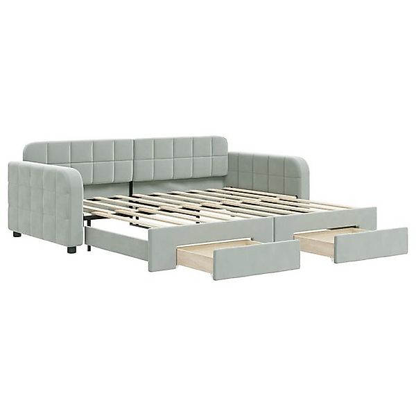 vidaXL Ausziehbett, Tagesbett Ausziehbar mit Schubladen Hellgrau 90x190 cm günstig online kaufen