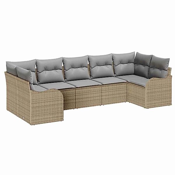 vidaXL Garten-Sofa-Set mit Kissen 7-Tlg Beige Hellgrau Poly Rattan 3354519 günstig online kaufen