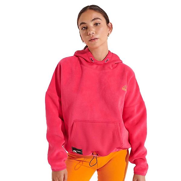 Superdry Mountain Fleece Crop Hood Pullover L Raspberry Red günstig online kaufen