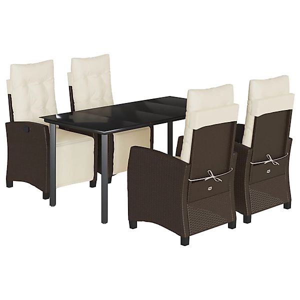 vidaXL 5-Tlg Garten-Essgruppe mit Kissen Braun Poly Rattan 3212984 günstig online kaufen