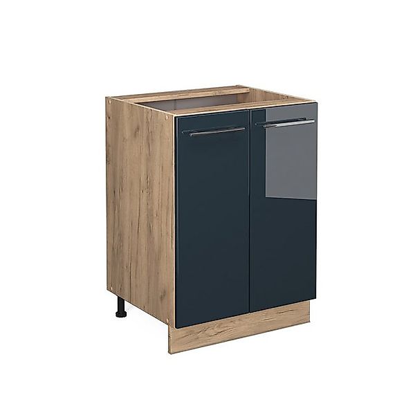 Vicco Unterschrank Fame-Line, Dunkelblau Hochglanz/Goldkraft Eiche, günstig online kaufen