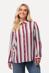 Ulla Popken Hemdbluse Hemdbluse Streifen Hemdkragen günstig online kaufen