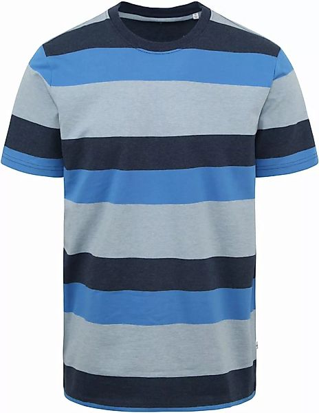 KnowledgeCotton Apparel T-shirt Streifen Blau - Größe XL günstig online kaufen