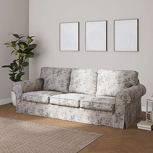 Bezug für Ektorp 3-Sitzer Sofa nicht ausklappbar, beige-olivgrün-grau, Sofa günstig online kaufen