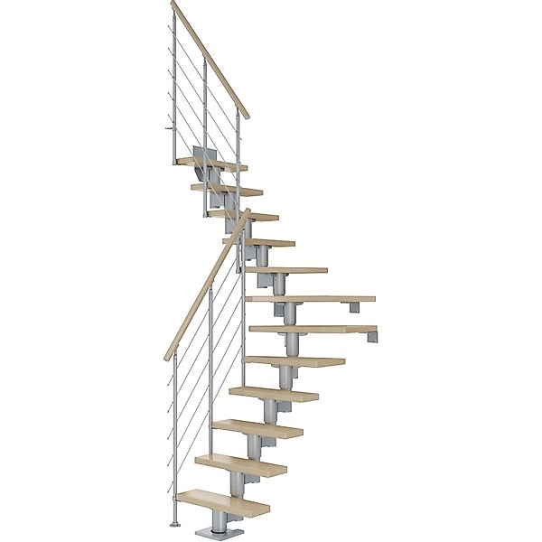 Dolle Mittelholmtreppe Dublin Ahorn Perlgrau GH bis 270 cm 1/4 Gewendelt 75 günstig online kaufen