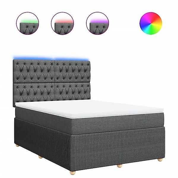vidaXL Boxspringbett, Boxspringbett mit Matratze Dunkelgrau 160x200 cm Stof günstig online kaufen
