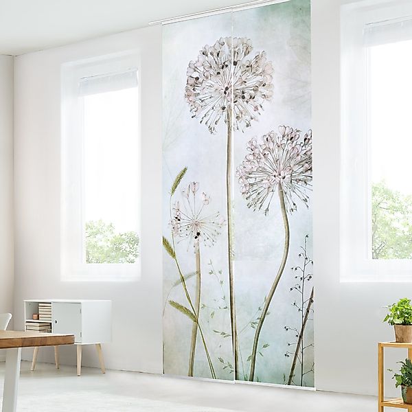 Bilderdepot24 Schiebegardine modern Flächenvorhang blickdicht Lauchblüten günstig online kaufen