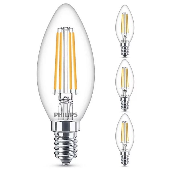 Philips LED Lampe ersetzt 60W, E14 Kerzenform B35, klar, warmweiß, 806 Lume günstig online kaufen