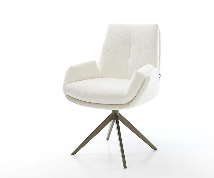 Drehstuhl Clea-Flex Bouclé Soft Beige Kreuzgestell breit Effektfinish Titan günstig online kaufen