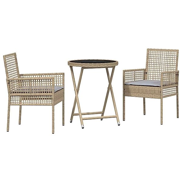 vidaXL Garten Bistro Set 3-Tlg Beige Poly Rattan 3334965 günstig online kaufen