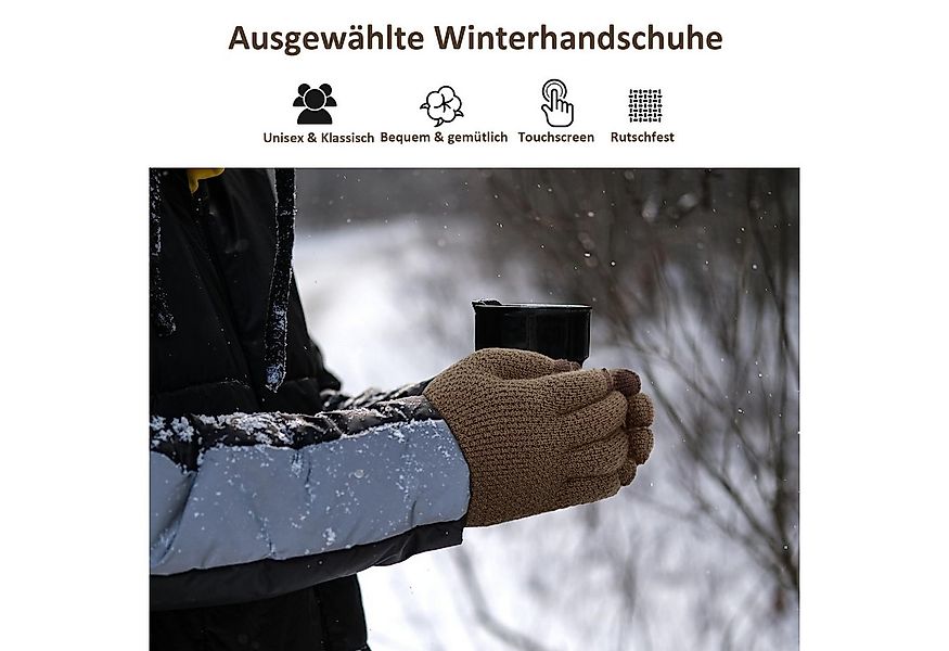 Coonoor Strickhandschuhe Outdoor-warme Strickhandschuhe mit Fleece, Touchsc günstig online kaufen
