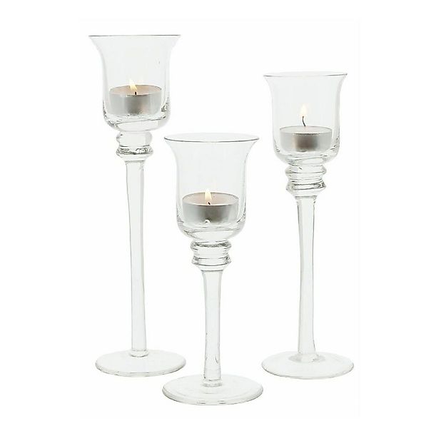 Home-trends24.de Kerzenhalter Glas 3er-Set Windlicht Teelichthalter Kerzenh günstig online kaufen