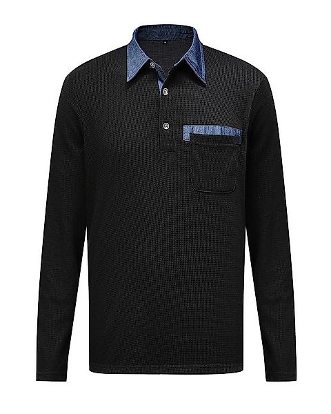Allthemen Poloshirt Herren langarm Poloshirt mit Brusttasche Polohemd mit K günstig online kaufen