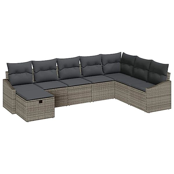 vidaXL Garten-Sofa-Set mit Kissen 8-Tlg Grau Poly Rattan 3359328 günstig online kaufen