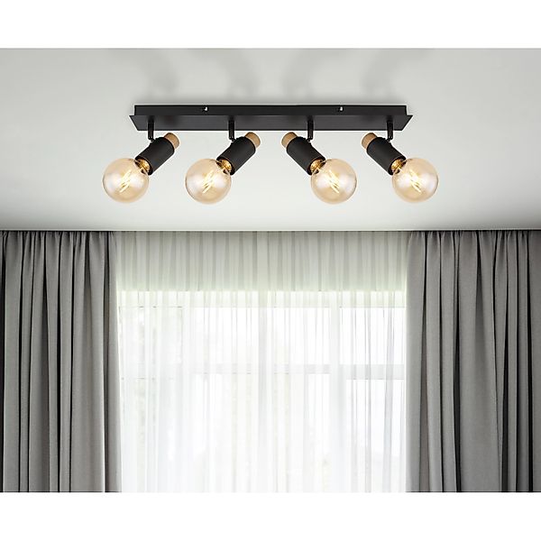 Globo Strahler Matti 4-flammig Schwarz matt 655 x 80 x 145 mm günstig online kaufen