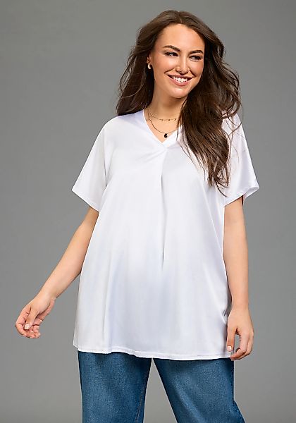 Laura Scott CURVE Satinbluse figurumspielende Passform, mit Falteneinsatz v günstig online kaufen