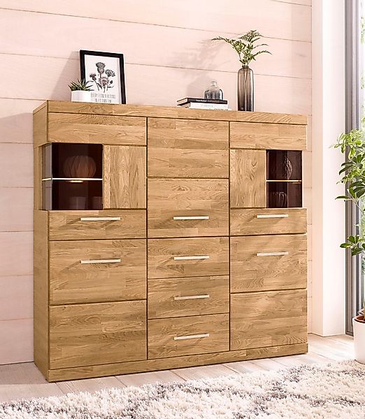 OTTO home Highboard "Ribe,125cm breit,115cm hoch, Fronten Massivholz,5Türen günstig online kaufen