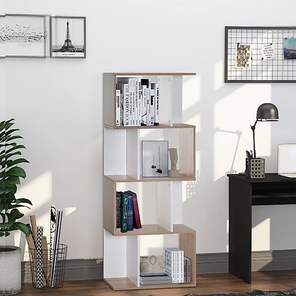 HOMCOM  Bücherregal S-förmiges Standregal Lagerregal 4-stufige Vitrine mit günstig online kaufen