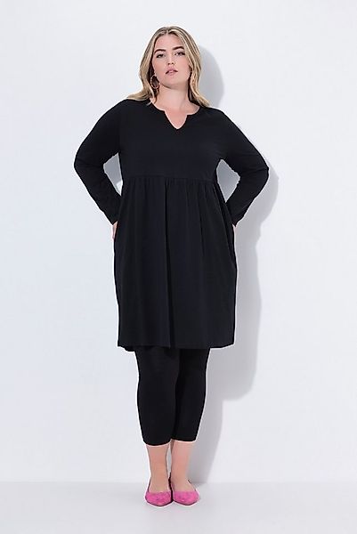 Ulla Popken Midikleid Jerseykleid A-Linie Tunika-Ausschnitt Langarm günstig online kaufen