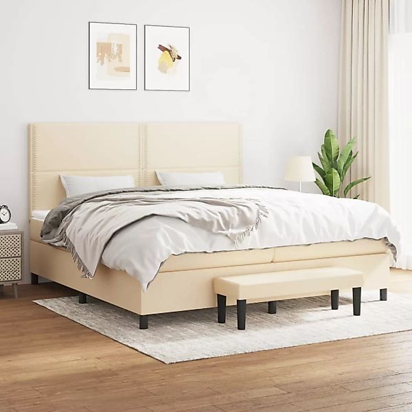 vidaXL Boxspringbett Boxspringbett mit Matratze Creme 200x200 cm Stoff Bett günstig online kaufen