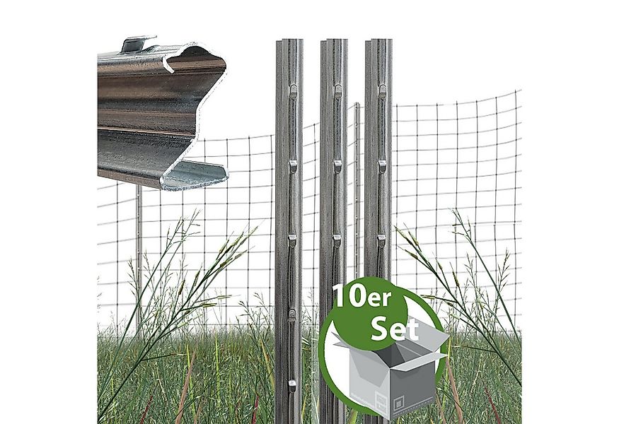 TRUTZHOLM Zaunpfosten Z-Profil 150cm feuerverzinkt 10xZaunpfähle 1,5mm Stär günstig online kaufen