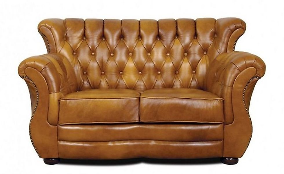 Casa Padrino Chesterfield-Sofa Luxus Chesterfield Echtleder 2er Sofa Braun günstig online kaufen