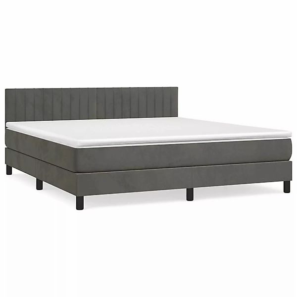 vidaXL Boxspringbett mit Matratze Dunkelgrau 180x200 cm Samt1366793 günstig online kaufen