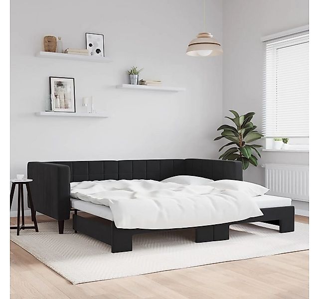 vidaXL Bett, Tagesbett Ausziehbar Schwarz 100x200 cm Samt günstig online kaufen