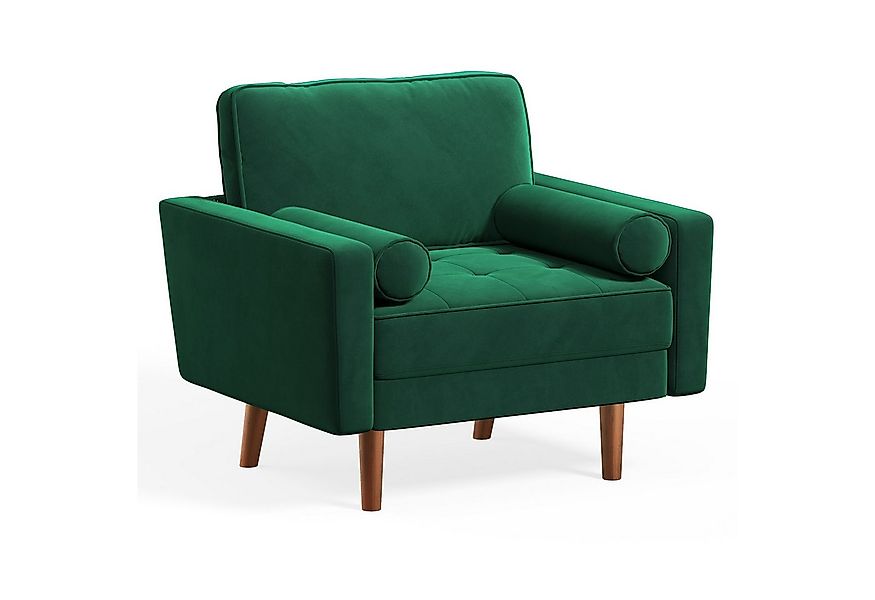 OUNUO Sofa 1-Sitzer Kleines Sofa, Samt-Wohnzimmersessel mit 2 Kissen günstig online kaufen