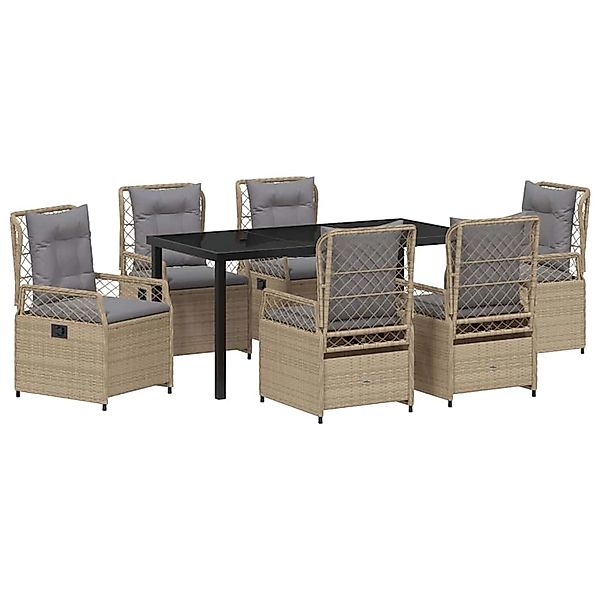 vidaXL Garten Essgruppe 7-Tlg Beige Poly Rattan 3381006 günstig online kaufen