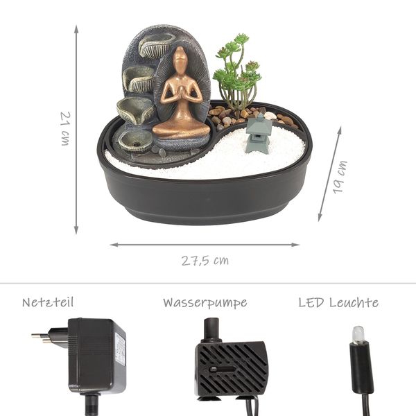 Lemodo Zimmerbrunnen Tischbrunnen mit Zen-Garten, Pumpe günstig online kaufen