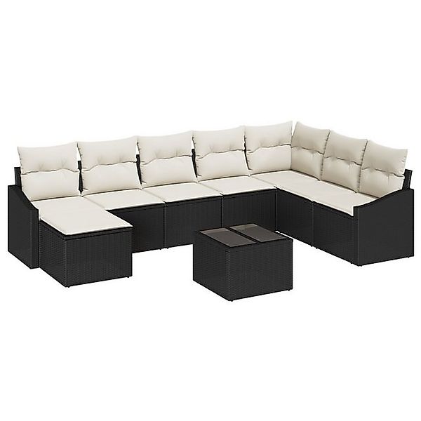 vidaXL Loungesofa 8-tlg. Garten-Sofagarnitur mit Kissen Braun Poly Rattan, günstig online kaufen