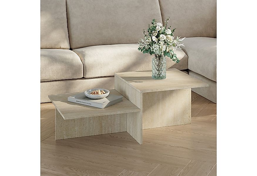 en.casa Couchtisch, »Taniena« mit doppelter Tischplatte eckig 100x55x35 cm günstig online kaufen