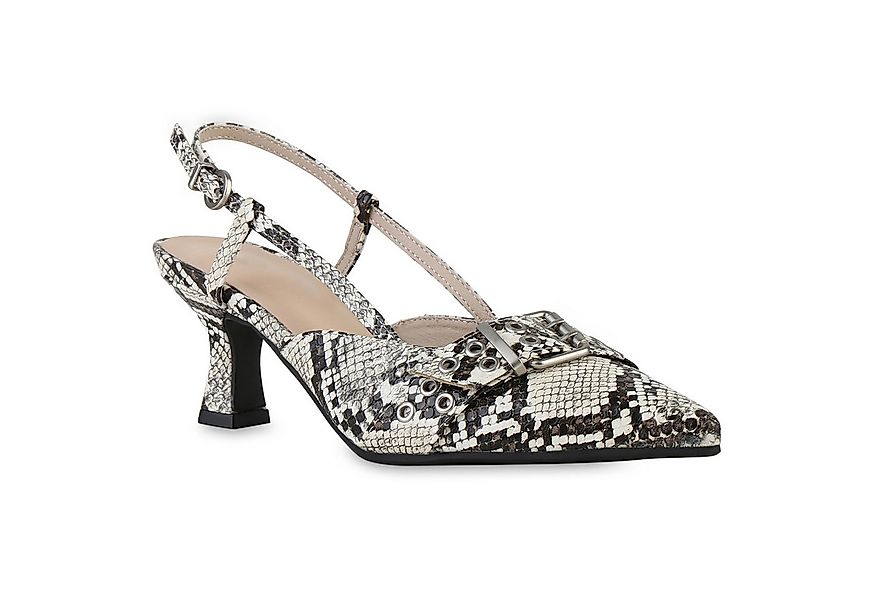 VAN HILL 841584 Slingpumps Damen Slingpumps Pumps Spitz Stiletto Schnallen günstig online kaufen