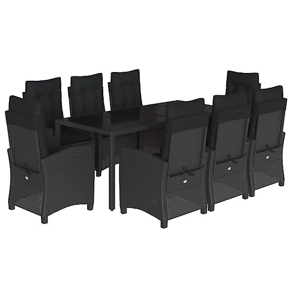 vidaXL 9-Tlg Garten-Essgruppe mit Kissen Schwarz Poly Rattan 3212643 günstig online kaufen