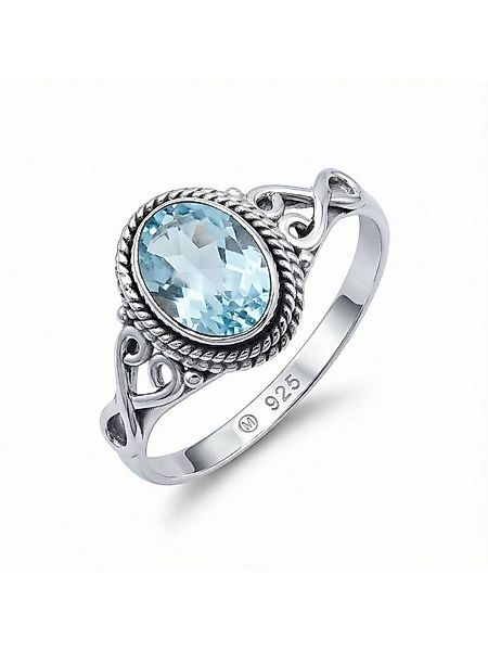 mantraroma Silberring BAGHIMI oval aus 925 Silber mit blau Topas (Ring mit günstig online kaufen