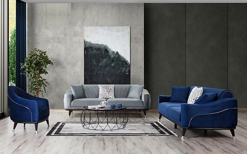 JVmoebel Sofa Luxus Sofagarnitur Couch Polster Dreisitzer 3+3+1 Set Textil, günstig online kaufen