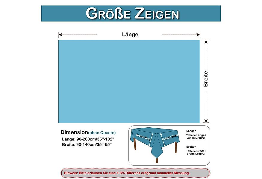 Sunicol Tischdecke Leinenoptik Tischdecke mit böhmischer Quaste, Wasserdich günstig online kaufen